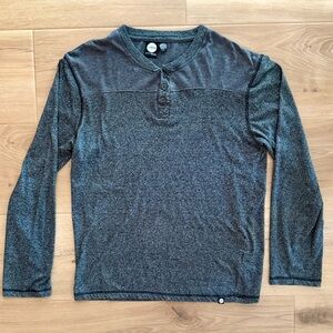 Sun Diego Gray Long-Sleeve Henley Shirt Size L